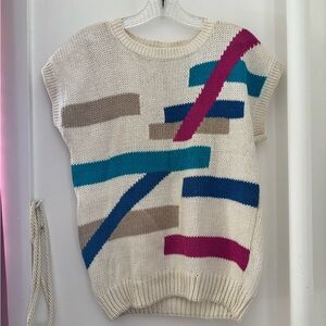 Vintage 1980s Geometric Patterned Sweater Alfred Dunner Made in Korea